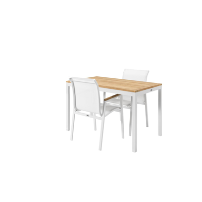 Venice stapelbare tuinstoel wit - aluminium, teak en textilene