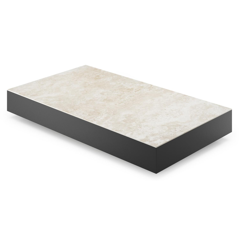 Table de basse Como rectangulaire en aluminium noir et céramique pleine Rapolano - Lg. 140 x Lrg. 80 x Haut. 20 cm