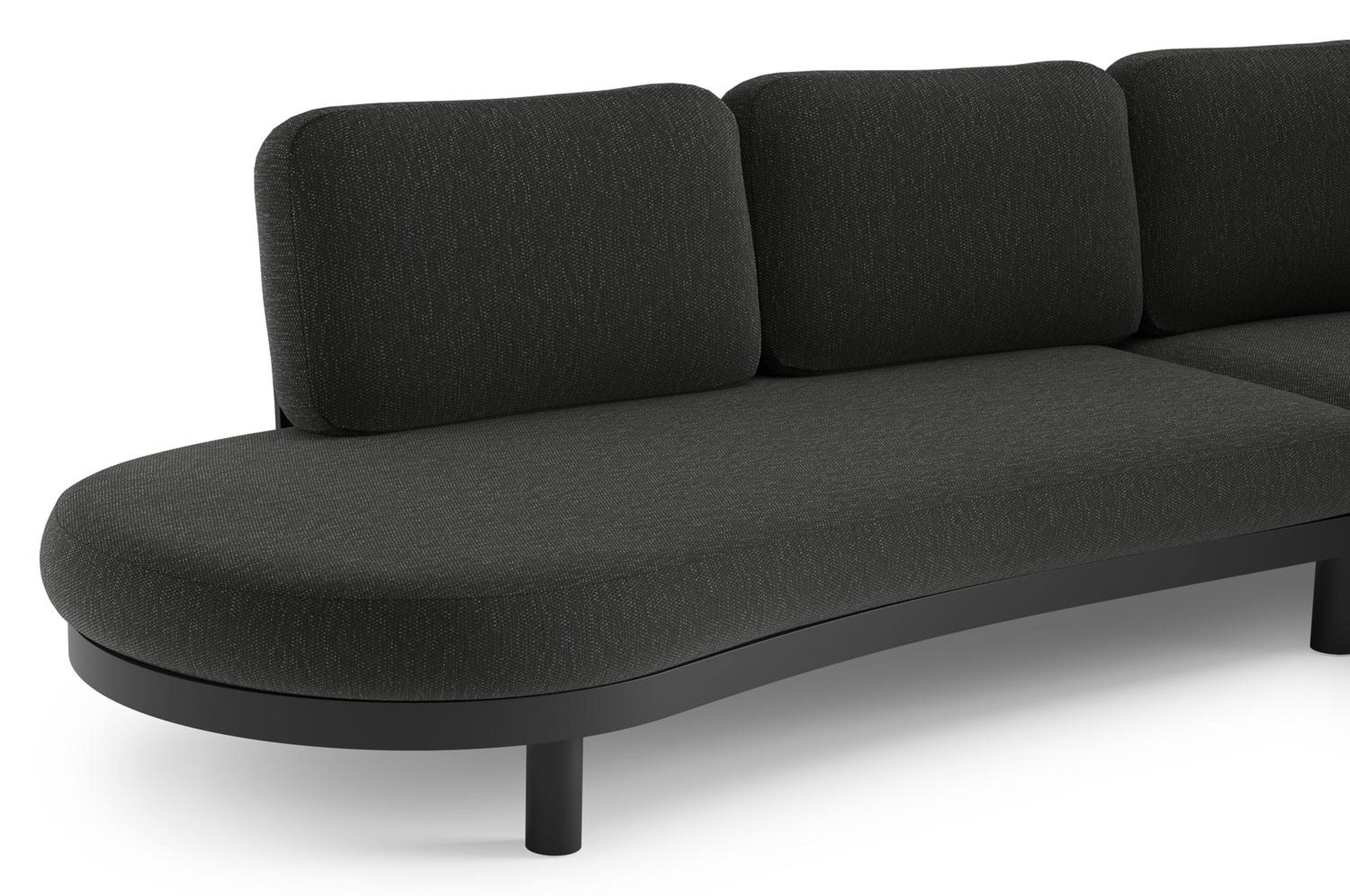 Salon de jardin d'angle Palma en aluminium noir et coussins en weather+ softtouch sky black et table basse