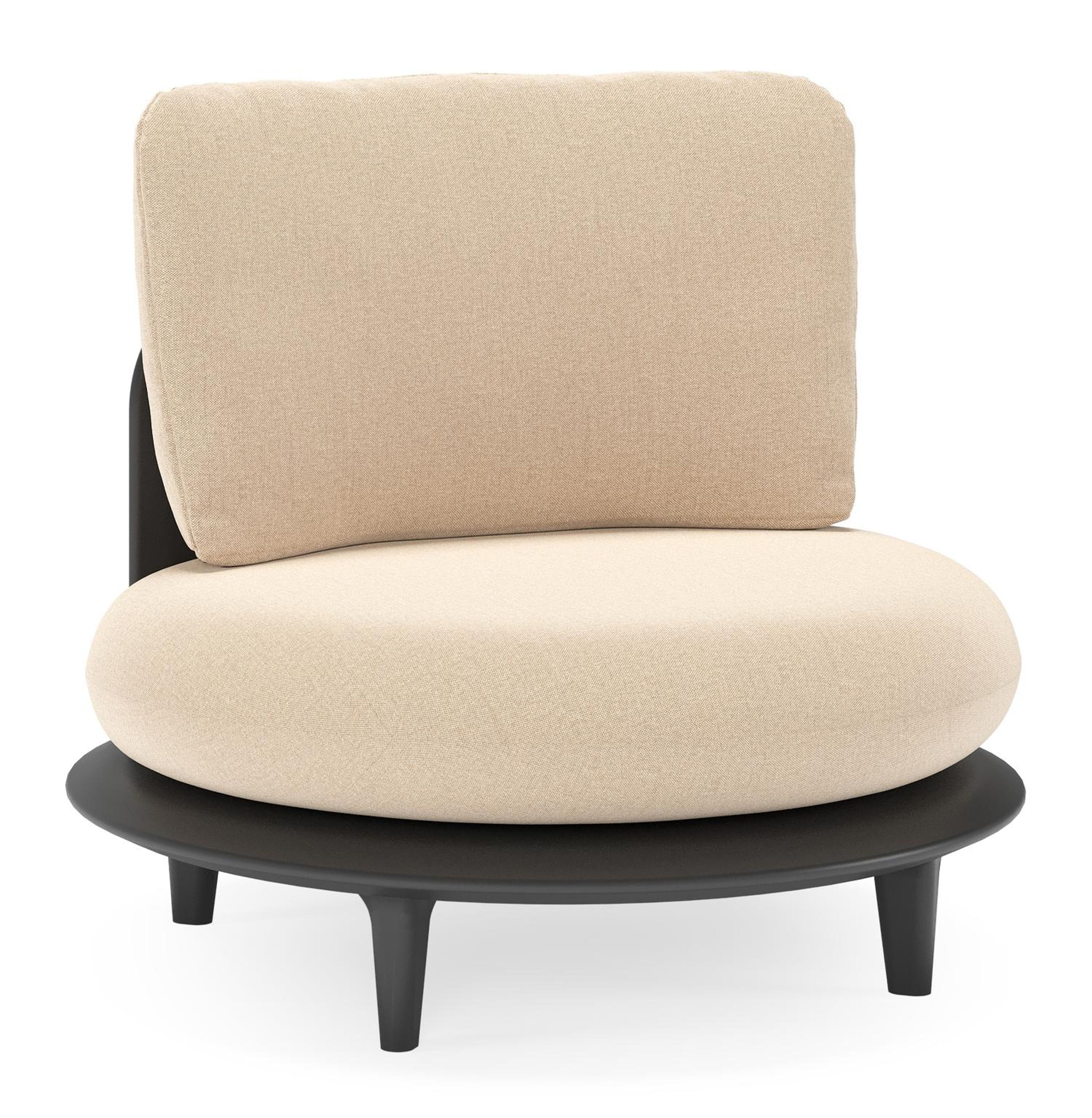 Bomero loungestoel in zwart aluminium met natte heather beige all weather sunbrella® luxe kussen