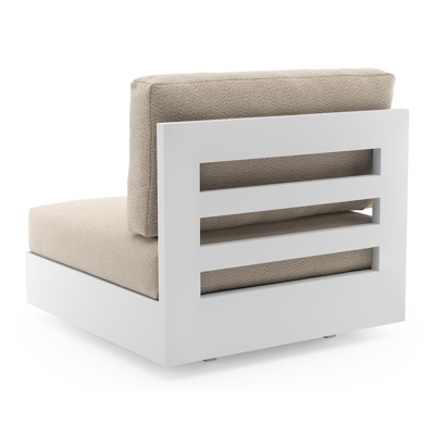 Fauteuil de jardin Como en aluminium blanc et coussins en all weather sunbrella® luxe lopi sand