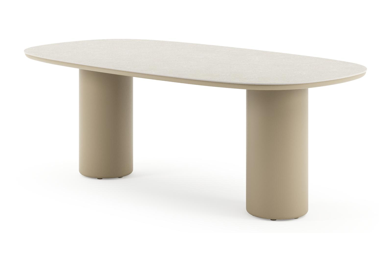 Amico tuintafel bombo in beige aluminium en volkeramiek Shilin - L 210 x B 110 x H 73.5 cm