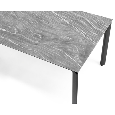 Cirello tuintafel in zwart aluminium en volkeramiek mar del plata - L 240 x B 100 x H 75 cm