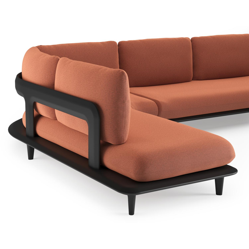 Bomero loungehoek in zwart aluminium met heritage rust all weather sunbrella® luxe kussen