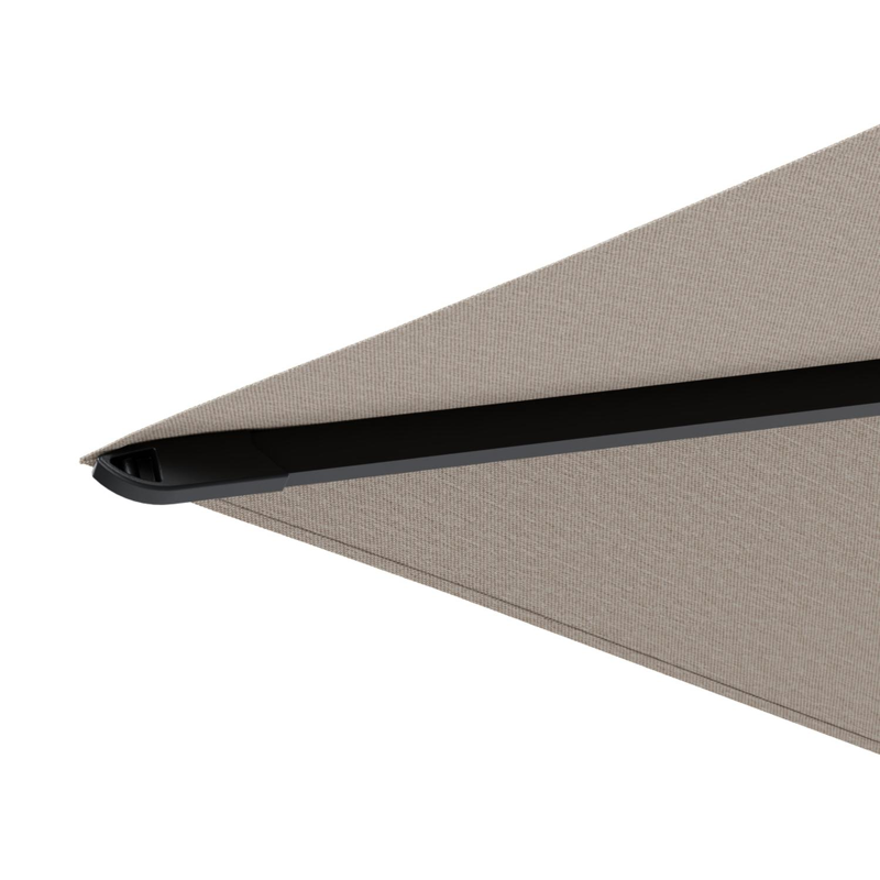 Viola staanparasol in zwart aluminium en beige Weather+ Softtouch parasoldoek - L1 300 x L2 400 cm met parasolvoet Intenso 60 kg