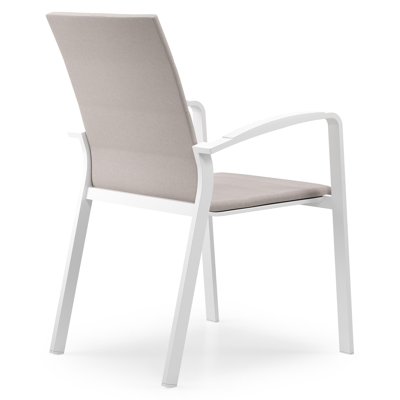 Lioni stapelbare tuinstoel in wit aluminium en beige luxe textilene