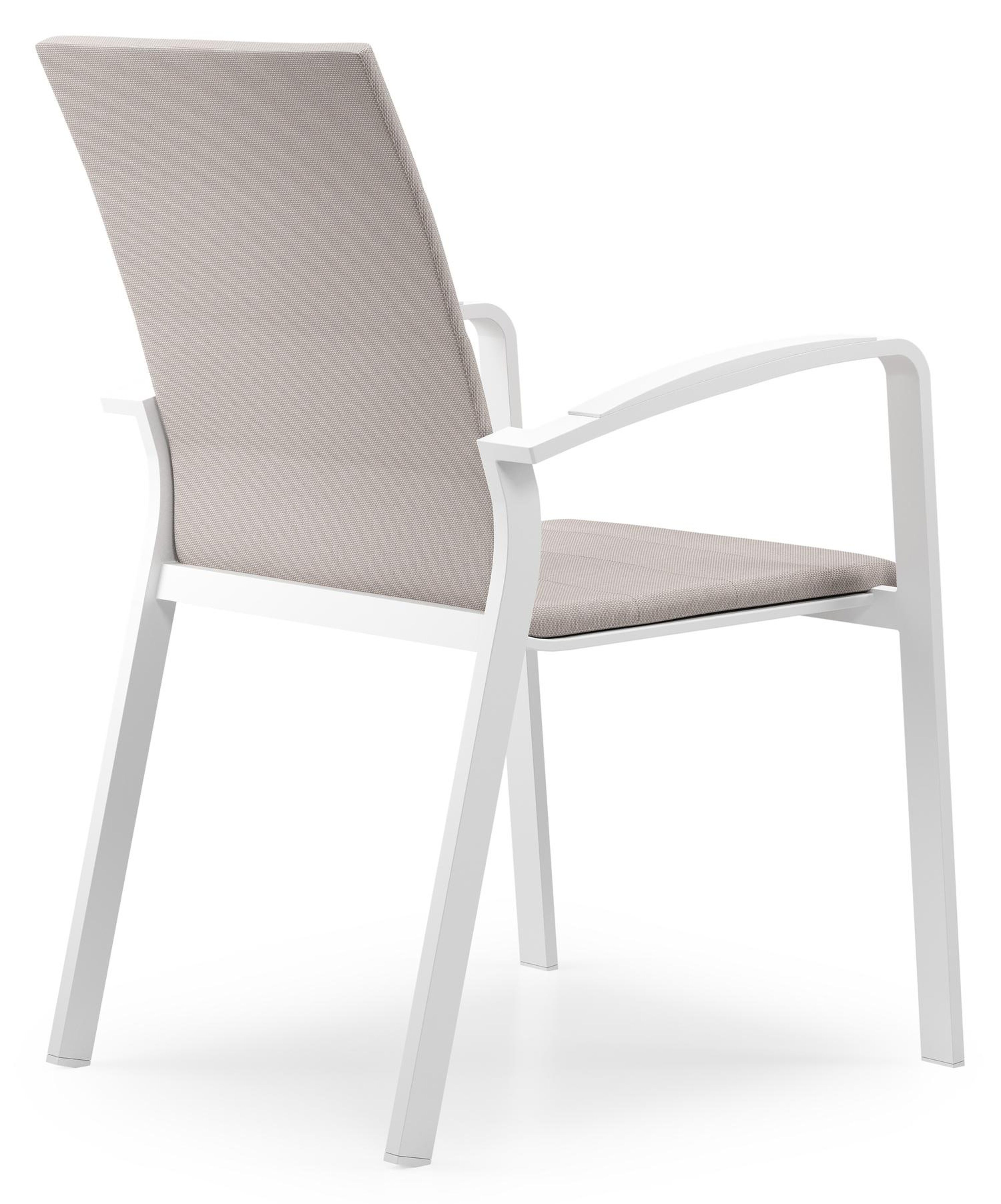 Lioni stapelbare tuinstoel in wit aluminium en beige luxe textilene