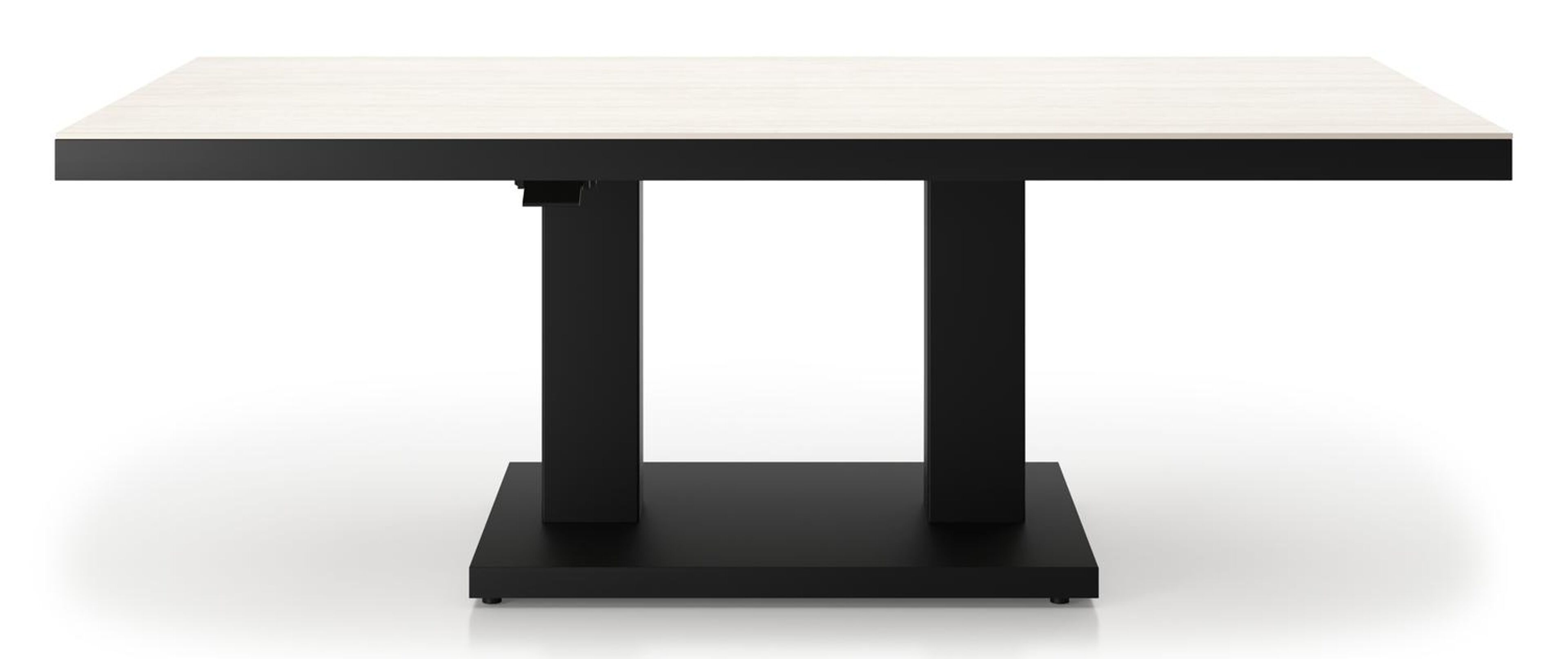 Cirello pop-up loungetafel rechthoekig in zwart aluminium en volkeramiek Travertino Bianco - L 140 x B 80 x H 72 cm