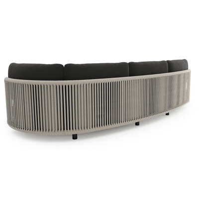 Lomano loungebank in zwart aluminium en beige verticaal geweven luxe vlakke rope met natte sooty all weather sunbrella® luxe kussen