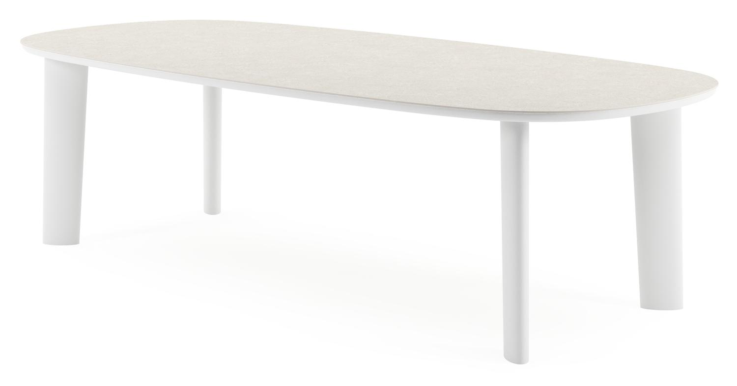 Amico tuintafel bombo in wit aluminium en volkeramiek Shilin - L 270 x B 125 x H 73.5 cm
