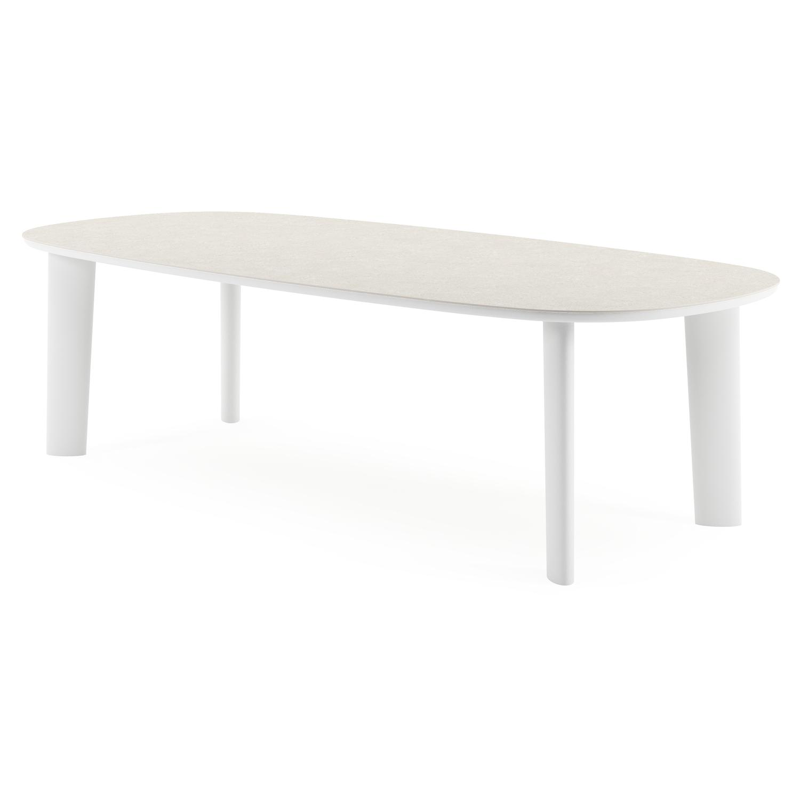 Amico tuintafel bombo in wit aluminium en volkeramiek Shilin - L 270 x B 125 x H 73.5 cm