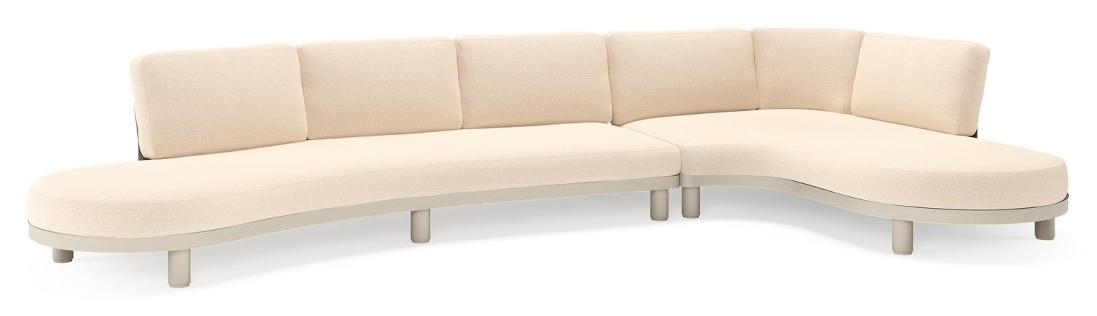 Donato loungehoek in beige aluminium met all weather sunbrella® luxe Heritage Papyrus kussen