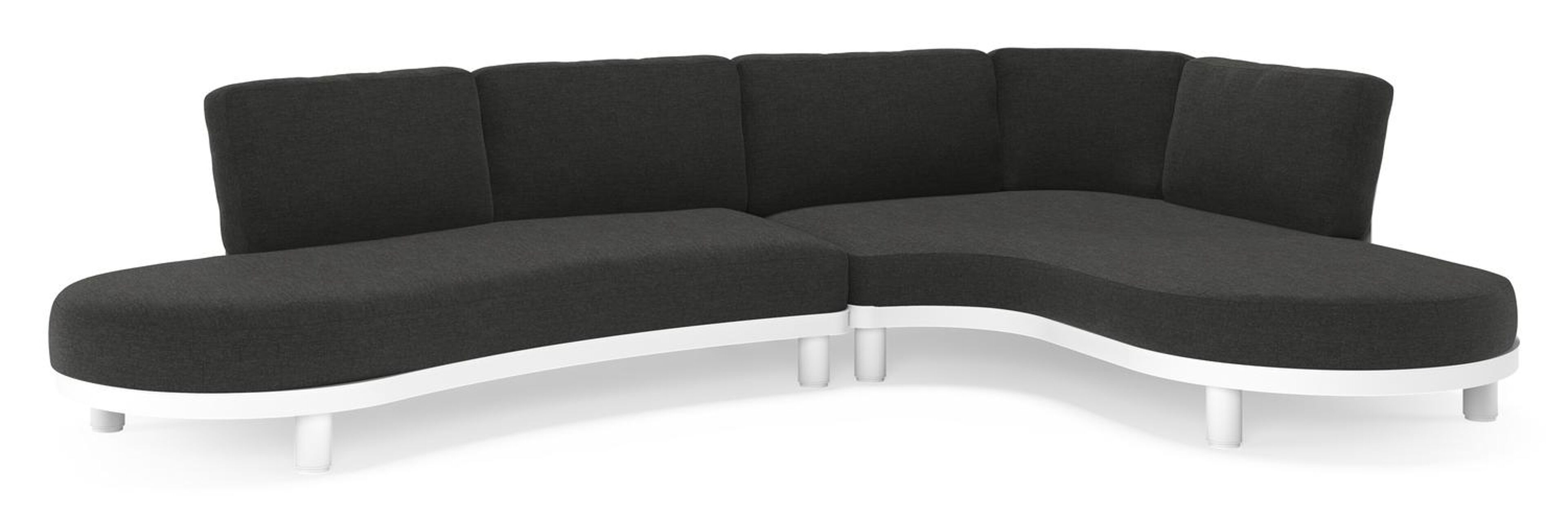 Donato loungehoek in wit aluminium met all weather sunbrella® luxe Chartres Sooty kussen