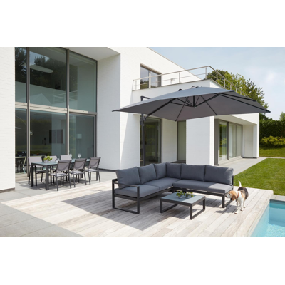 Calpe hangparasol in grijs aluminium met polyester parasoldoek - (zonder voet)