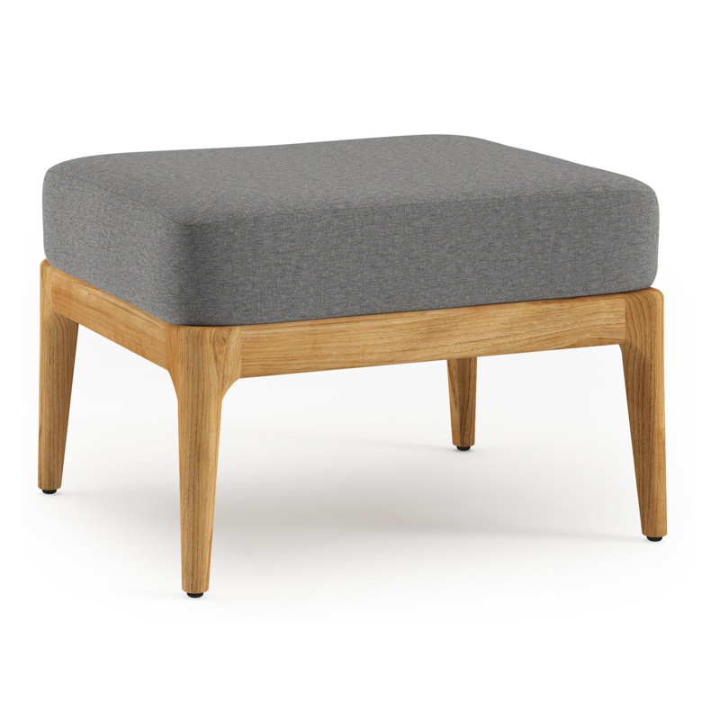 Orso poef in teak met Heritage Slate all weather sunbrella® luxe kussen