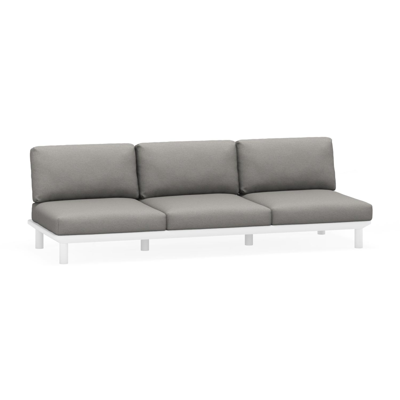 Fano loungebank 3-zit in wit aluminium met grijs weather+ softtouch kussen