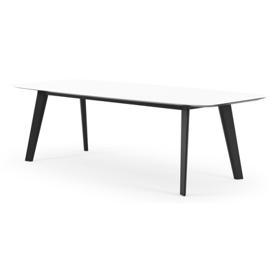 Lacrima tuintafel bootvorm in zwart aluminium en volkeramiek Arctic White - L 255 x B 115 x H 73 cm