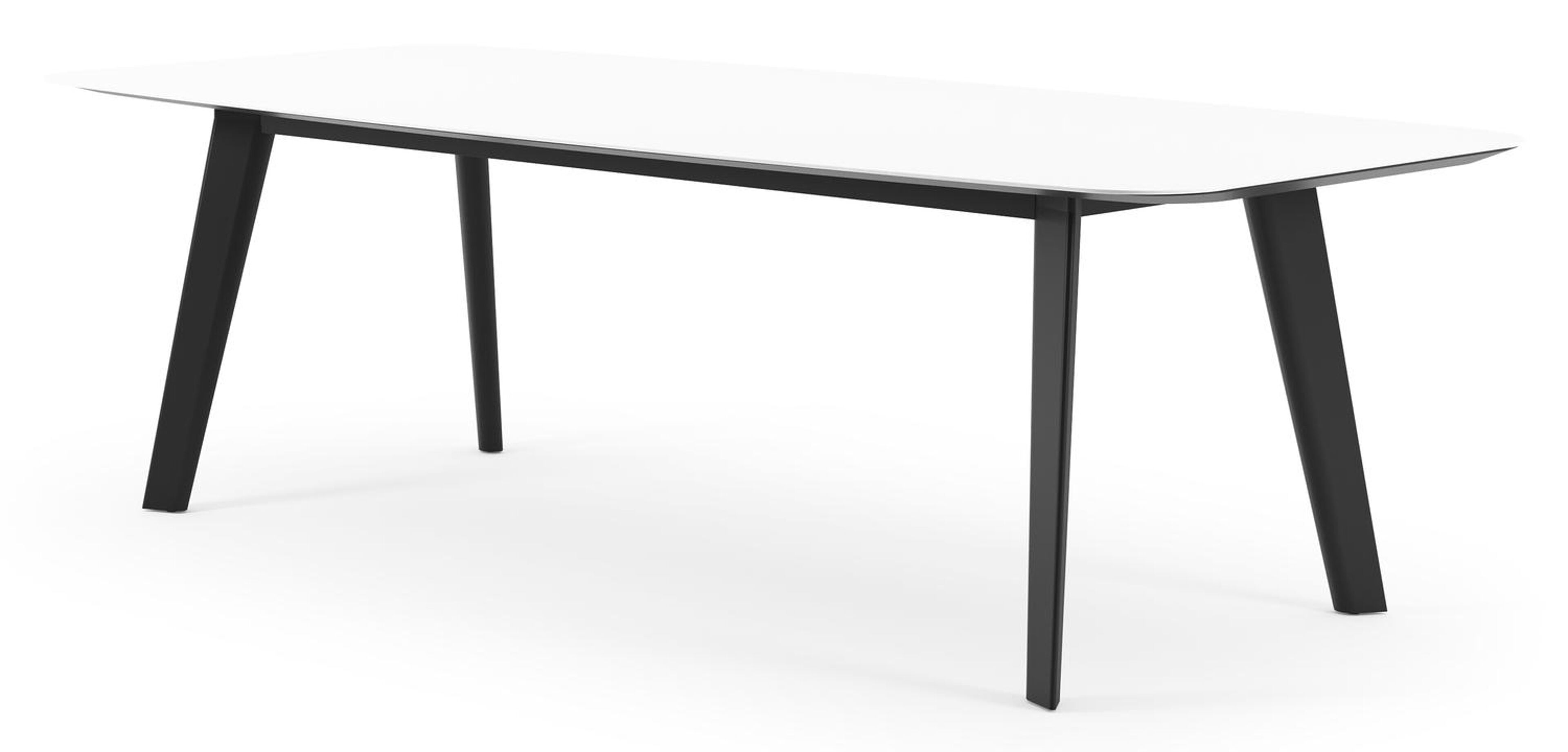 Lacrima tuintafel bootvorm in zwart aluminium en volkeramiek Arctic White - L 255 x B 115 x H 73 cm