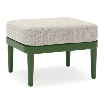 Orso poef in groen aluminium met Firenze Sand all weather solica kussen