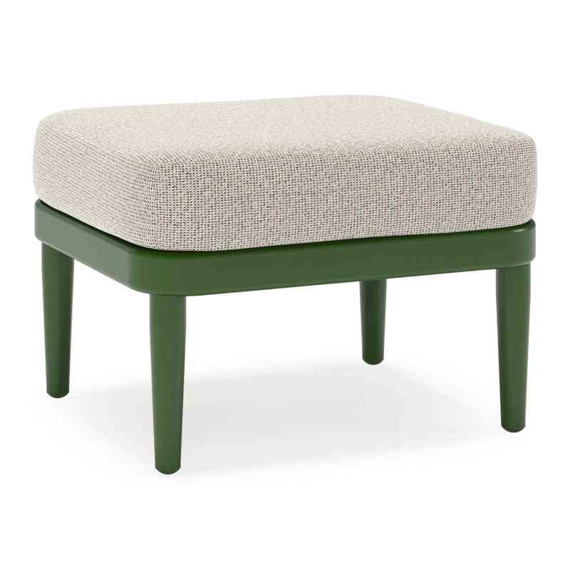 Orso poef in groen aluminium met Firenze Sand all weather solica kussen