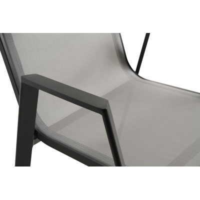 Ensemble de jardin Bahia en aluminium noir avec 6 chaises de jardin empilables Oviedo