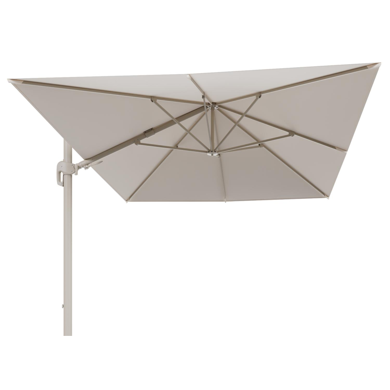 Rufina zweefparasol tiltfunctie in beige aluminium en parasoldoek in All Weather Sunbrella® Luxe Natte Linen Chalk  - L1 400 x L2 300 cm (zonder voet) (zonder voet)