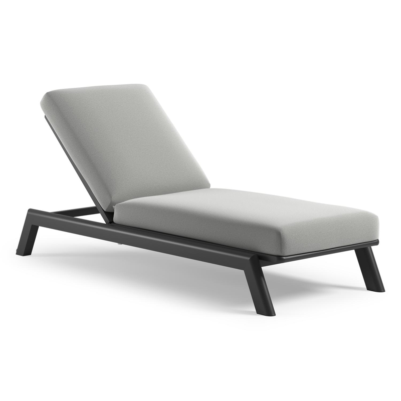 Cirello verstelbaar ligbed met pompsysteem in zwart aluminium met natte grey chine all weather Sunbrella® luxe kussen