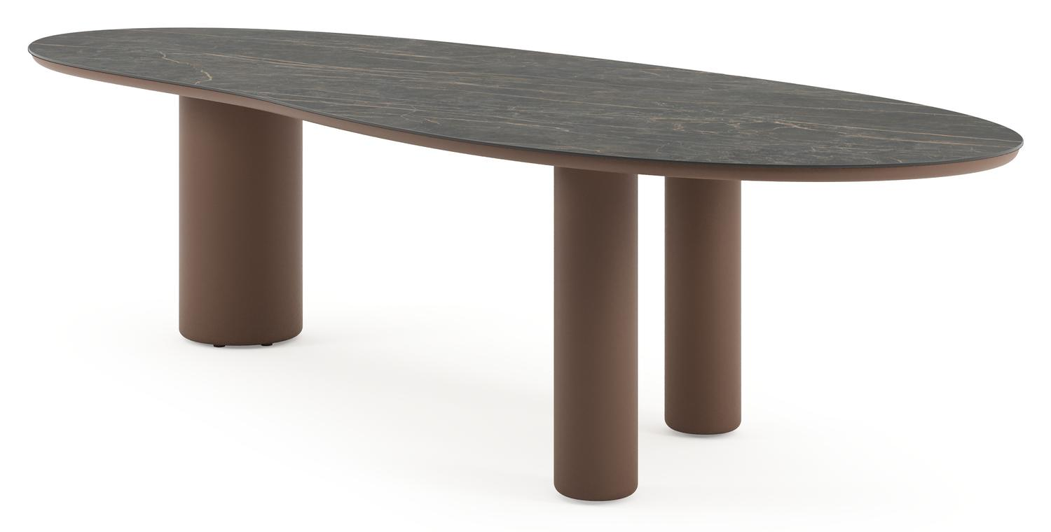 Amico tuintafel organisch in taupe aluminium en volkeramiek Black Obsession - L 320 x B 120 x H 73.5 cm