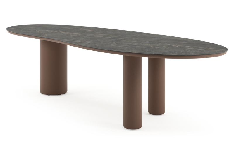 Amico tuintafel organisch in taupe aluminium en volkeramiek Black Obsession - L 320 x B 120 x H 73.5 cm