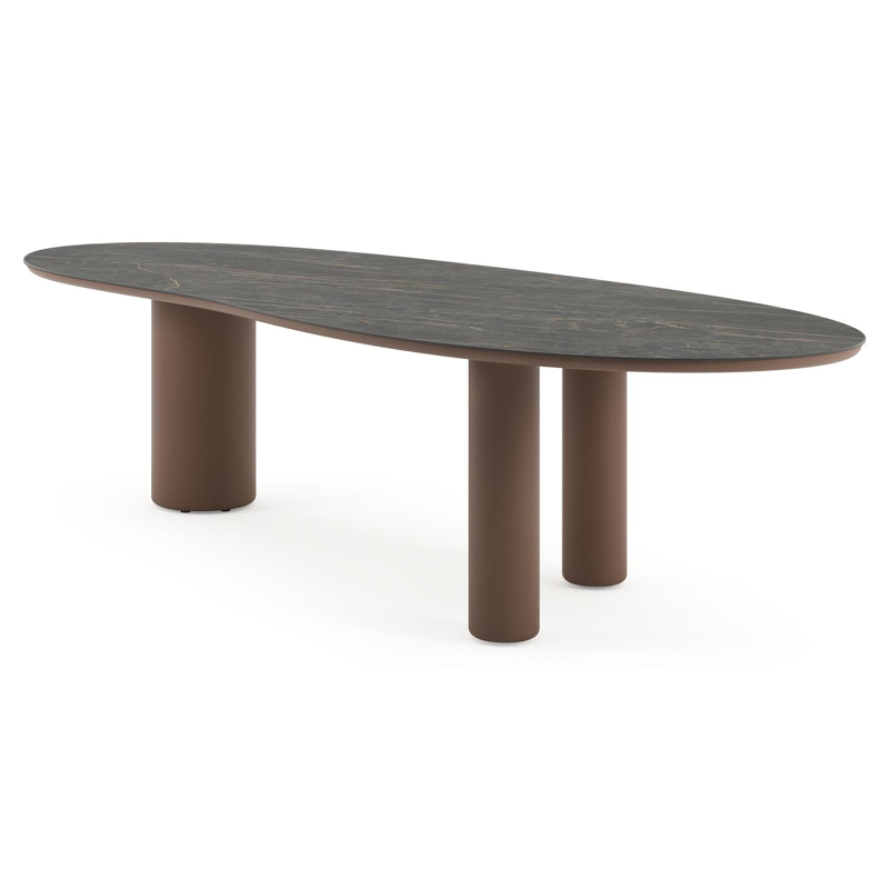Table de jardin Amico organique en taupe aluminium et céramique pleine Black Obsession - Lg. 320 x Lrg. 120 x Haut. 73.5 cm