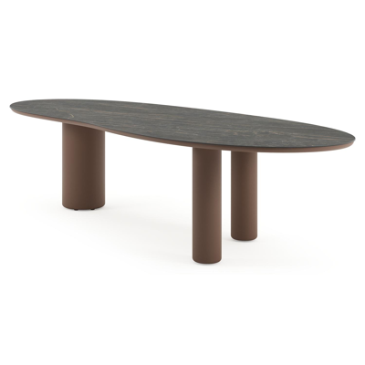 Amico tuintafel organisch in taupe aluminium en volkeramiek Black Obsession - L 320 x B 120 x H 73.5 cm