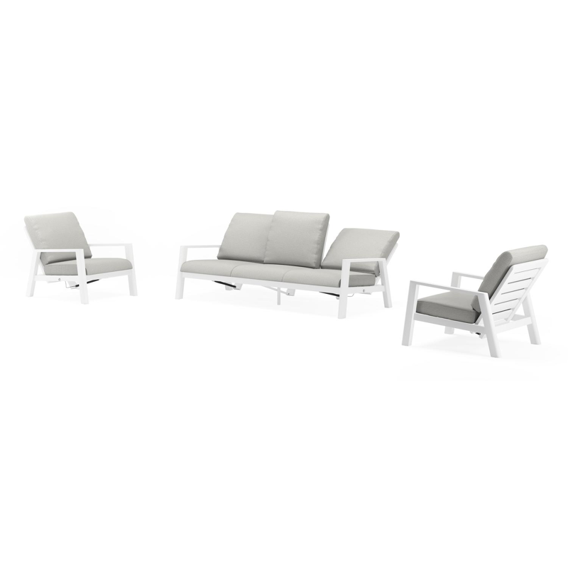 Cirello loungeset in wit aluminium met savane nimbus all weather sunbrella® luxe kussens