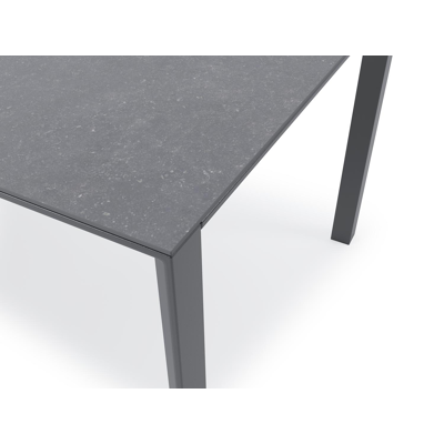 Malito tuintafel in zwart aluminium en volkeramiek pierre bleue - L 200 x B 100 x H 75,5 cm