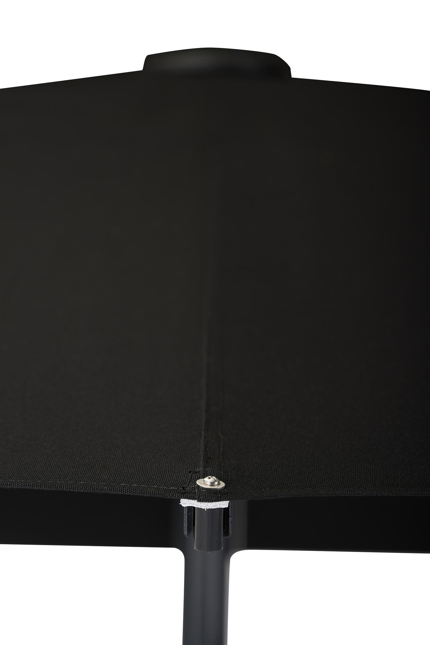 Solino staanparasol in zwart aluminium met zwart all weather sunbrella® premium parasoldoek - L1 400 x L2 400 cm (met voet)