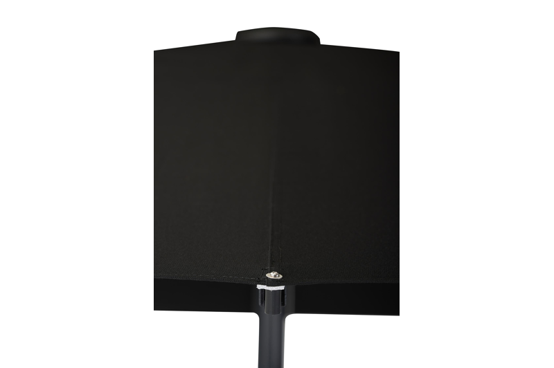 Solino staanparasol in zwart aluminium met zwart all weather sunbrella® Premium parasoldoek - L1 400 x L2 400 cm (met voet)