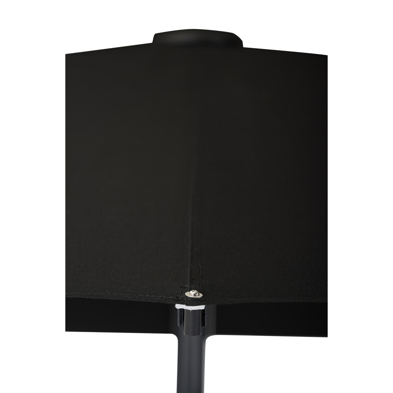 Solino staanparasol in zwart aluminium met zwart all weather sunbrella® premium parasoldoek - L1 400 x L2 400 cm (met voet)