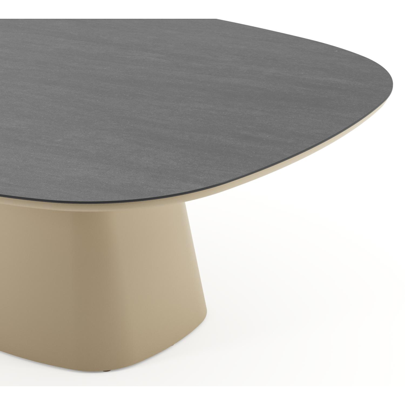 Amico tuintafel bombo xl in beige aluminium en volkeramiek Basalt Black - L 210 x B 148 x H 73.5 cm