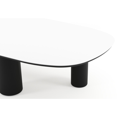 Amico tuintafel bombo xl in zwart aluminium en volkeramiek Arctic White - L 320 x B 148 x H 73.5 cm