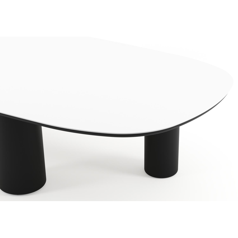 Amico tuintafel bombo xl in zwart aluminium en volkeramiek Arctic White - L 320 x B 148 x H 73.5 cm