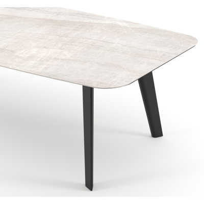 Lacrima tuintafel bootvorm in zwart aluminium en volkeramiek Taj Mahal - L 255 x B 115 x H 73 cm