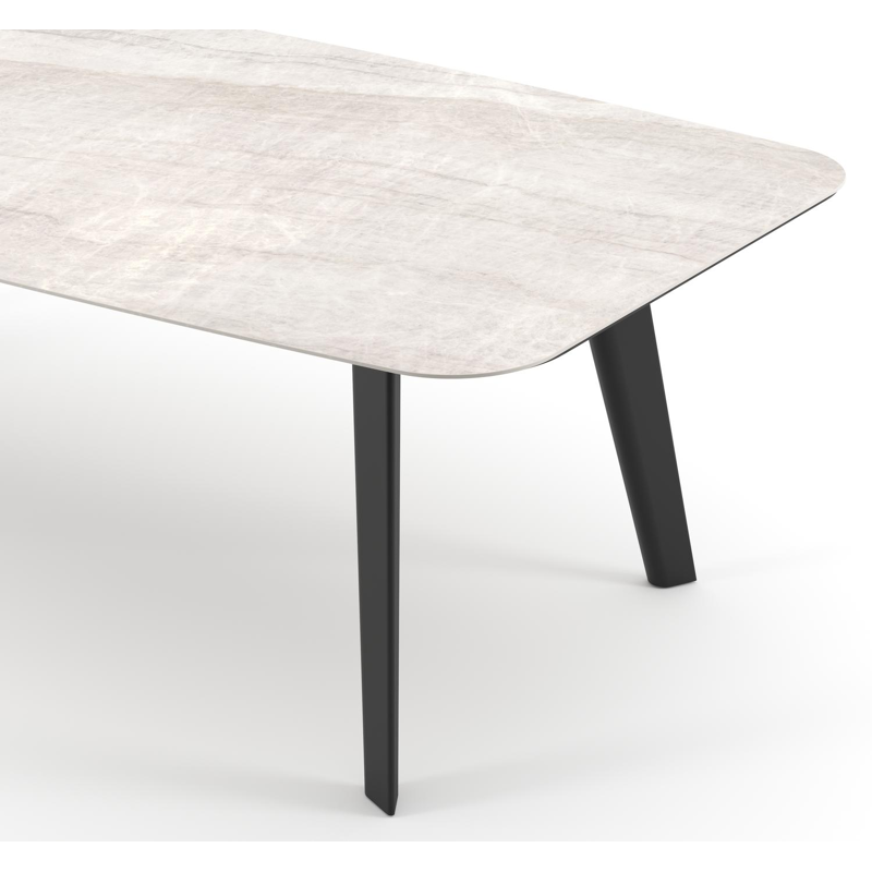 Lacrima tuintafel bootvorm in zwart aluminium en volkeramiek Taj Mahal - L 255 x B 115 x H 73 cm