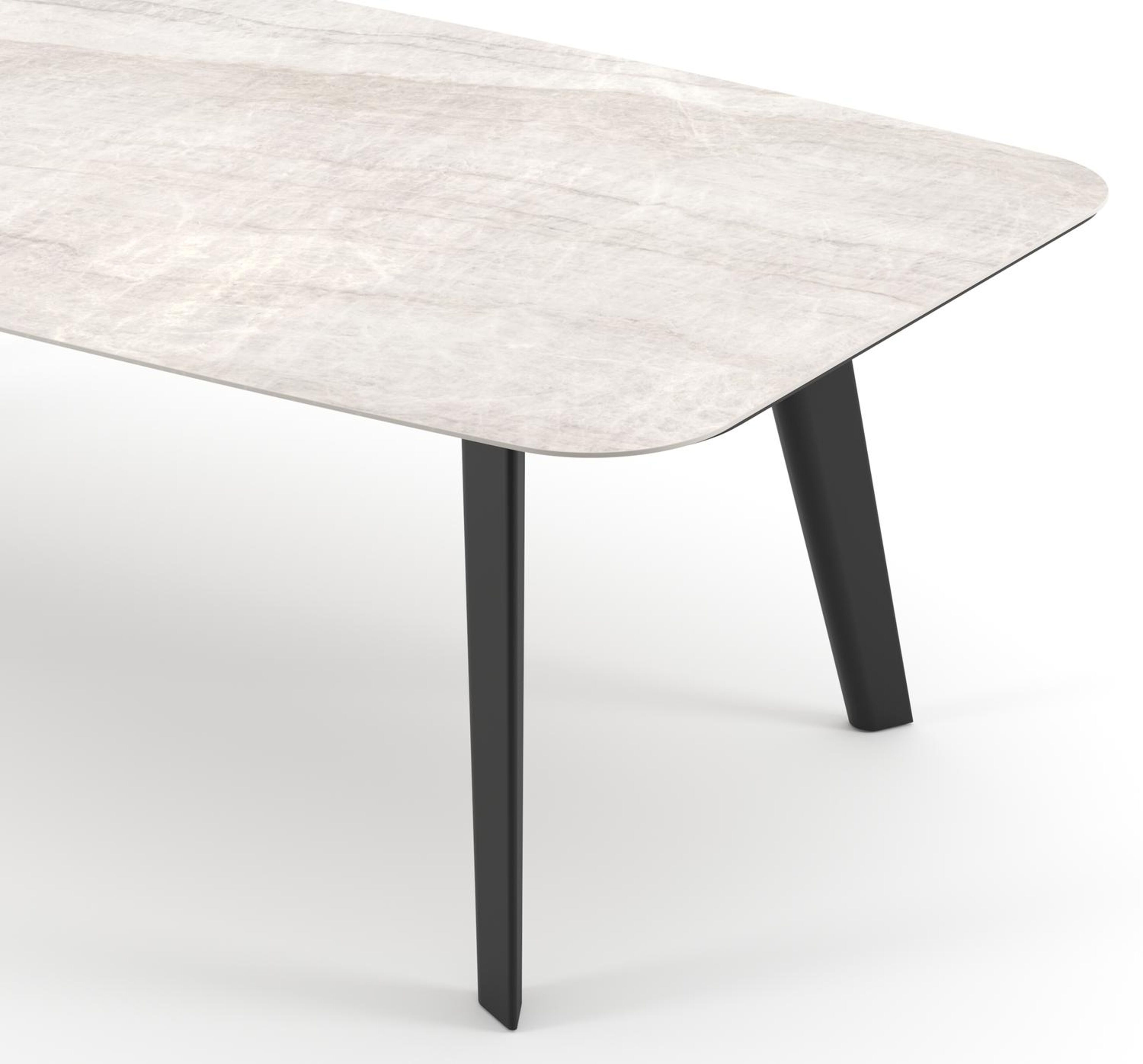 Table de jardin Lacrima forme de bateau en aluminium noir et céramique pleine Taj Mahal - Lg. 255 x Lrg. 115 x Haut. 75 cm