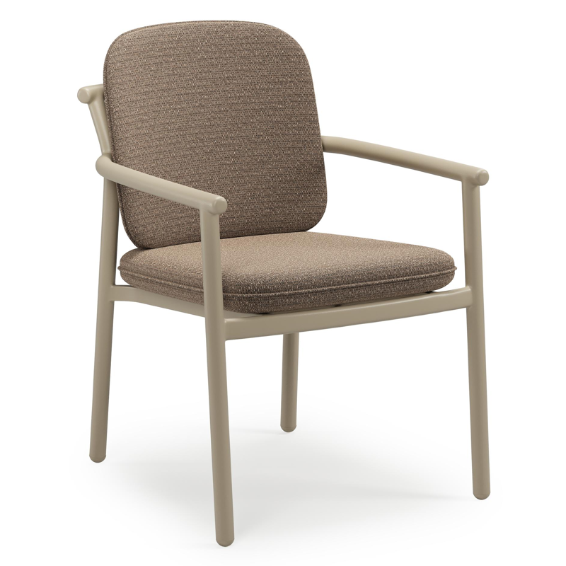 Bono stapelbare tuinstoel in beige aluminium met stoelkussen in All Weather Solica Firenze Bamboe