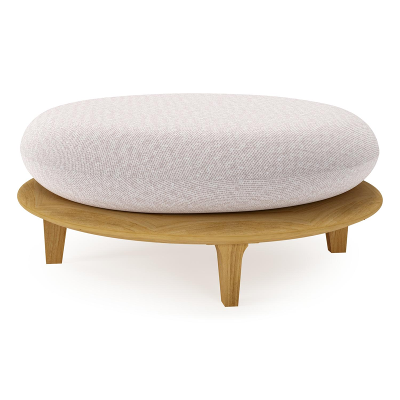 Bomero poef in teak met wander gobi all weather sunbrella® luxe kussen