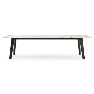 Lacrima tuintafel bootvorm in zwart aluminium en volkeramiek colorado dunes - L 315 x B 115 x H 73 cm