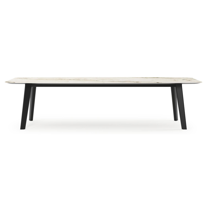Lacrima tuintafel bootvorm in zwart aluminium en volkeramiek colorado dunes - L 315 x B 115 x H 73 cm