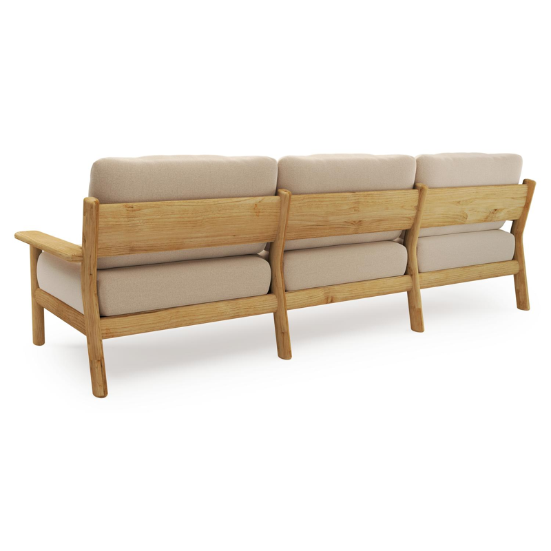 Amaro loungebank in teak met natte heather beige all weather sunbrella® luxe kussen