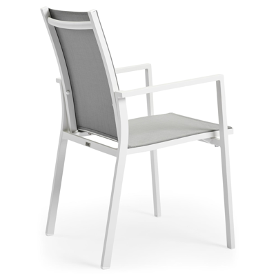 Rimini stapelbare tuinstoel in wit aluminium en grijs textilene
