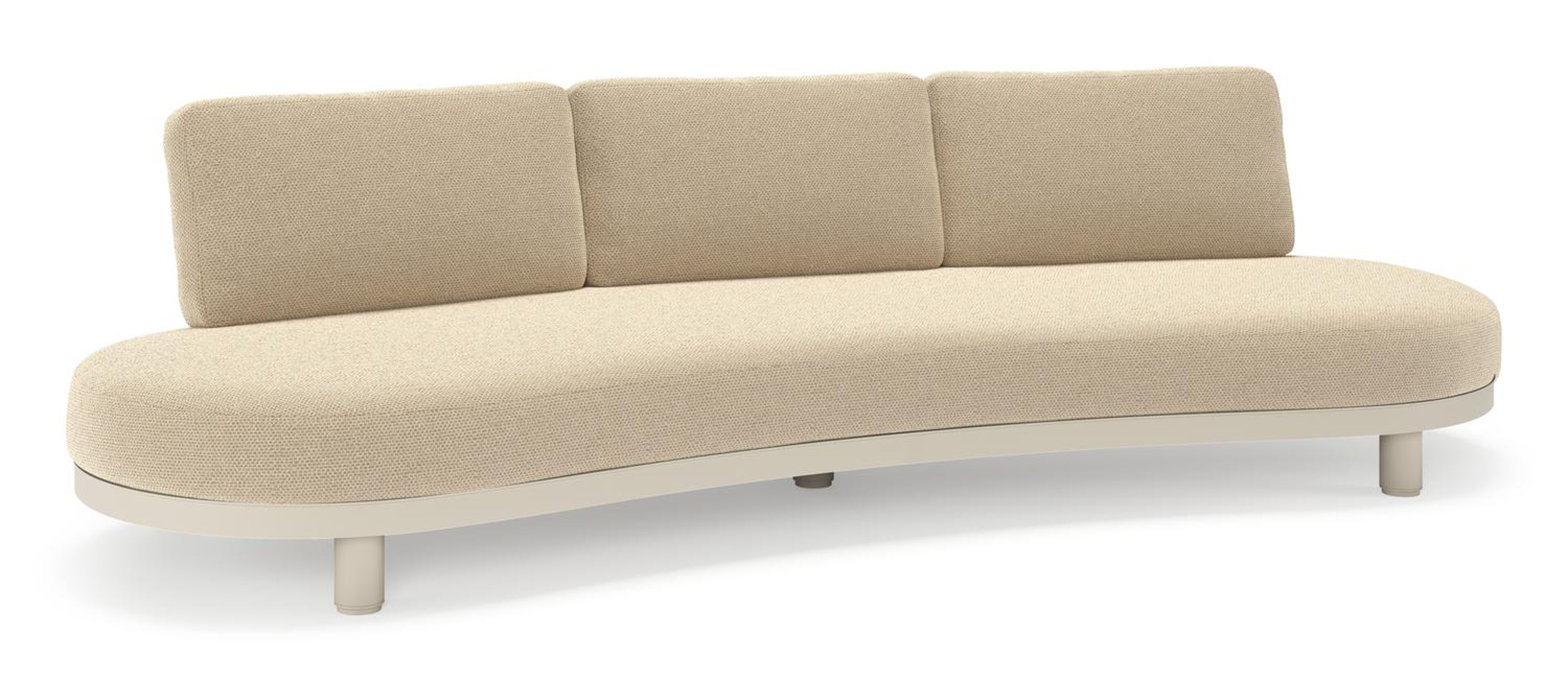 Donato loungebank in beige aluminium met all weather cosytica Althea Camel kussen
