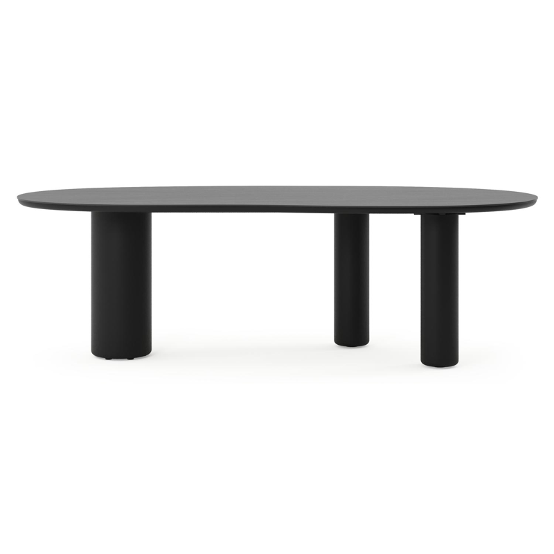 Table de jardin Amico organique en aluminium noir et céramique pleine Basalt Black - Lg. 240 x Lrg. 110 x Haut. 73.5 cm